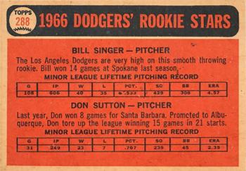 1966 Topps Venezuelan #288 Dodgers 1966 Rookie Stars (Bill Singer / Don Sutton) Back