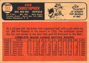 1966 Topps Venezuelan #343 Joe Christopher Back
