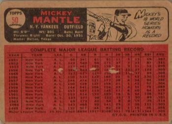 1966 Topps Venezuelan #50 Mickey Mantle Back