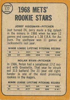 1968 Topps Venezuelan #177 Mets 1968 Rookie Stars (Jerry Koosman / Nolan Ryan) Back