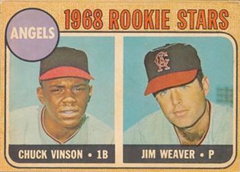 1968 Topps Venezuelan #328 Angels 1968 Rookie Stars (Chuck Vinson / Jim Weaver) Front
