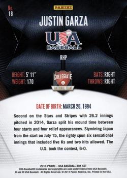 2014 Panini USA Baseball #18 Justin Garza Back