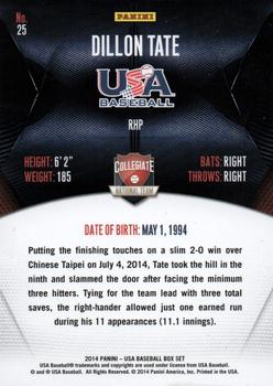 2014 Panini USA Baseball #25 Dillon Tate Back
