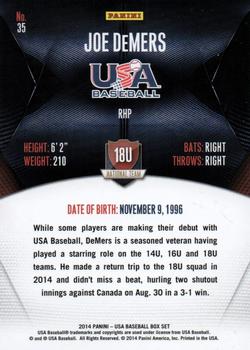 2014 Panini USA Baseball #35 Joe DeMers Back