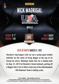 2014 Panini USA Baseball #42 Nick Madrigal Back