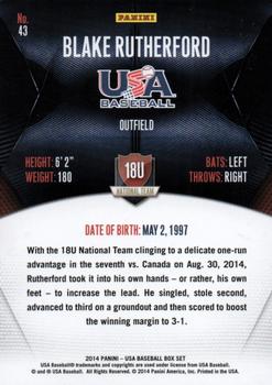 2014 Panini USA Baseball #43 Blake Rutherford Back