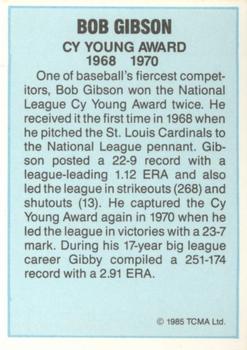 1985 TCMA Cy Young Award Winners #NNO Bob Gibson Back
