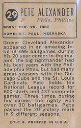1963 Bazooka All-Time Greats - Silver #29 Pete Alexander Back