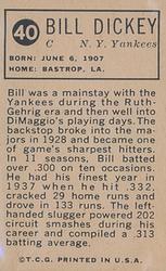 1963 Bazooka All-Time Greats - Silver #40 Bill Dickey Back