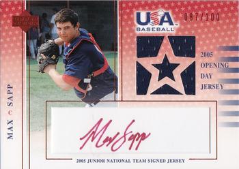 2005 Upper Deck USA Baseball Junior National Team - 2005 Junior National Team Signed Jerseys Red Ink #USA MS-GU Max Sapp Front