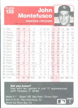 1985 Fleer #135 John Montefusco Back