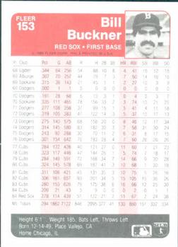 1985 Fleer #153 Bill Buckner Back