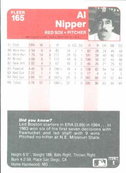 1985 Fleer #165 Al Nipper Back