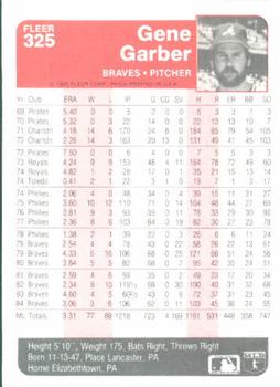 1985 Fleer #325 Gene Garber Back
