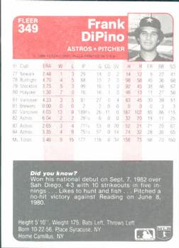 1985 Fleer #349 Frank DiPino Back