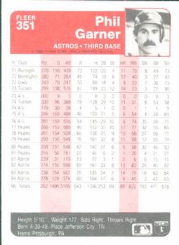 1985 Fleer #351 Phil Garner Back