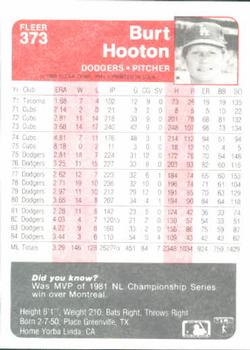 1985 Fleer #373 Burt Hooton Back