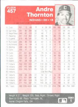1985 Fleer #457 Andre Thornton Back