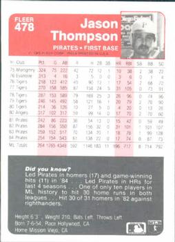 1985 Fleer #478 Jason Thompson Back