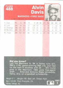 1985 Fleer #488 Alvin Davis Back