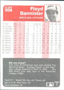 1985 Fleer #508 Floyd Bannister Back