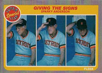 1985 Fleer #628 Giving the Signs (Sparky Anderson) Front