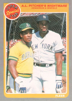 1985 Fleer #629 A.L. Pitcher's Nightmare (Rickey Henderson / Dave Winfield) Front