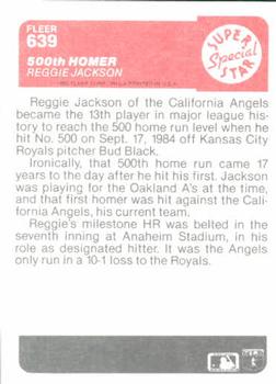 1985 Fleer #639 500th Homer (Reggie Jackson) Back