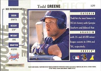 1997 Select #109 Todd Greene Back