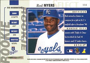 1997 Select #114 Rod Myers Back