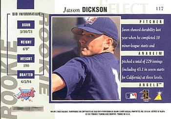 1997 Select #117 Jason Dickson Back