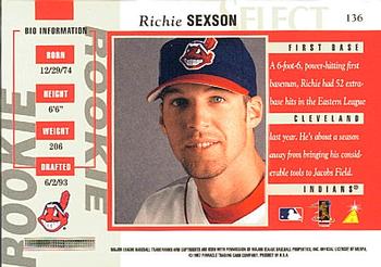 1997 Select #136 Richie Sexson Back