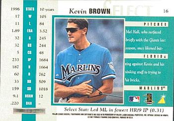 1997 Select #16 Kevin Brown Back