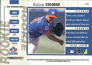 1997 Select #178 Kelvim Escobar Back