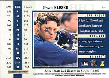 1997 Select #20 Ryan Klesko Back