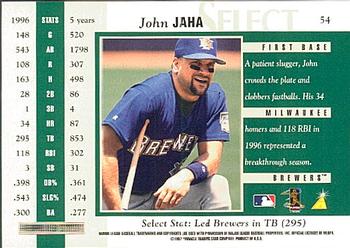 1997 Select #54 John Jaha Back