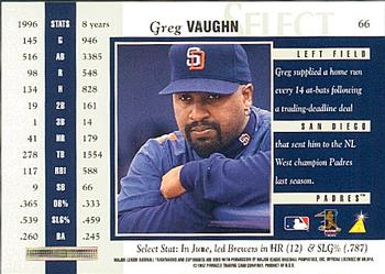 1997 Select #66 Greg Vaughn Back