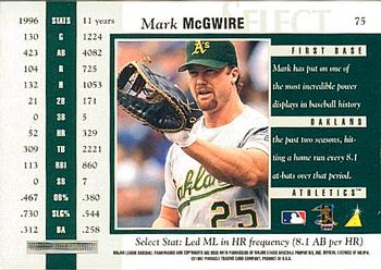 1997 Select #75 Mark McGwire Back