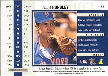1997 Select #83 Todd Hundley Back