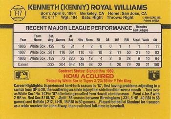 1989 Donruss Traded #T-17 Ken Williams Back