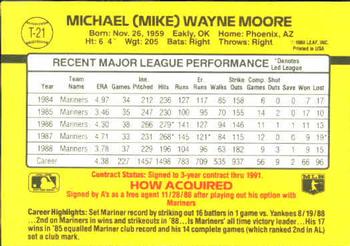1989 Donruss Traded #T-21 Mike Moore Back