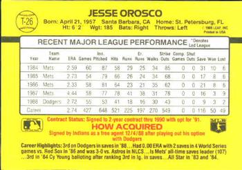 1989 Donruss Traded #T-26 Jesse Orosco Back
