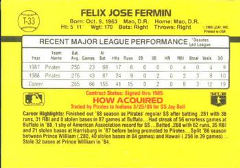 1989 Donruss Traded #T-33 Felix Fermin Back
