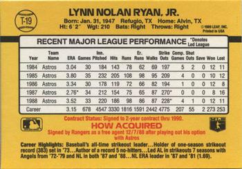 1989 Donruss Traded #T-19 Nolan Ryan Back