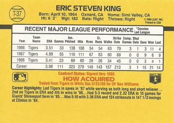1989 Donruss Traded #T-37 Eric King Back