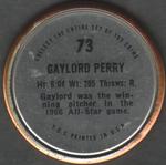 1971 Topps - Coins #73 Gaylord Perry Back