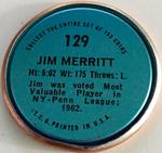 1971 Topps - Coins #129 Jim Merritt Back