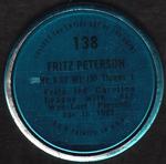 1971 Topps - Coins #138 Fritz Peterson Back