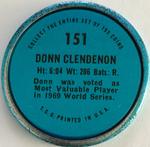 1971 Topps - Coins #151 Donn Clendenon Back