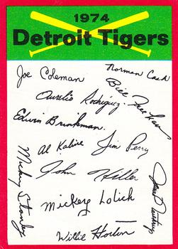 1974 Topps - Team Checklists #NNO Detroit Tigers Front